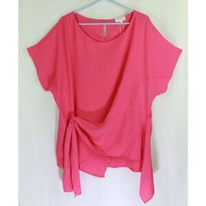 Oddi Oddy 3X Top Pink Lagenlook Barbiecore Short Sleeve Wrap Womens New